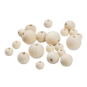 Wooden <b>Beads</b> <b>Set</b> 100Pcs With 5M Hemp Rope Natural Color For Jewelry Making Craft Supplies Round Beading Materials - Product Image 5