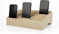 Boîte de rangement pour téléphones portables, 24 compartiments, simple, pour bureau, salle de classe, support de placement pour téléphones portables, boîte de rangement multi-grilles en bois