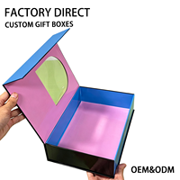 Scatola Regalo Rigida Nera Personalizzata con Chiusura Magnetica per Set di Prodotti per la Cura della Pelle, Confezione con Finestra Trasparente in PVC per Flaconi di Cosmetici