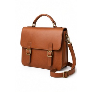Bolso de hombro vintage de cuero genuino para mujer con cierre de broche y correa ajustable, color marrón - Product Image 2