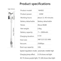 Écran LED 3 vitesses Contrôle Usine Chine Aspirateur portable facile à transporter sans fil Batteries rechargeables