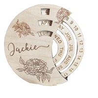 Vente en gros de bureau personnalisé gravé au laser calendrier perpétuel circulaire jour mois année calendrier éternel en bois pour la décoration