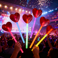 Bâtons lumineux en forme de cœur pour concerts, 1 pièce, en vrac, pour fêtes dans le noir, jouets pour enfants, bâton lumineux