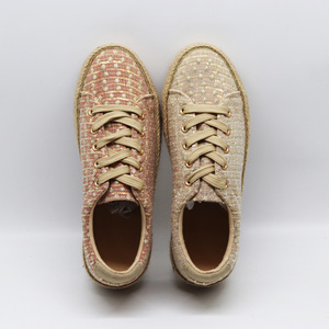 Espadrilles à plateforme brodées de paillettes avec semelle en jute tressée et fermeture à lacets, chaussures décontractées bohèmes d'été pour femmes - Product Image 6