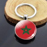 Porte-clés créatif Double face sac en verre pendentif femmes hommes bijoux en métal egypte maroc afrique du sud zambie drapeau porte-clés anneau
