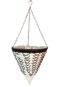 Maceta Colgante de Mimbre Tejida a Mano en Forma de Cono, Negra y Blanca, con Forro y Cadenas, <span class=keywords><strong>para</strong></span> Decoración de Jardín, Balcón o Exterior - Product Image 2