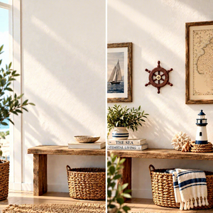 Premium Nautical Wooden Ship Wheel <b>Wall</b> <b>Decor</b> Natural Wood Maritime Hanging Decoration for Ocean Beach Coastal Home <b>Nursery</b> - Product Image 2