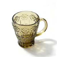 Tasses à café vintage en relief du fabricant, 300 ml, motif floral de luxe, tasses à thé et à lait, verres à café avec poignée