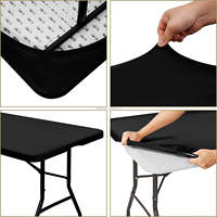 Nappe de Table Pliante en Plastique Imperméable, Vinyle avec Doublure en Flanelle, Housse Ajustée à Coins Élastiques pour Tables Rectangulaires de Pique-nique
