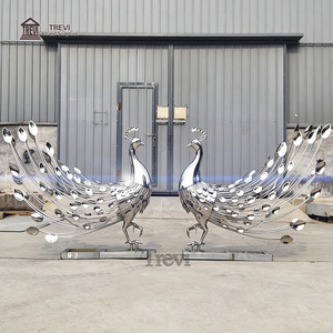 Statua d'Arte in Metallo TREVI Grande Scultura di <span class=keywords><strong>Pavone</strong></span> in Acciaio Inossidabile per Decorazione Esterna a Bordo Piscina - Product Image 3