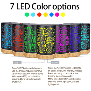 Diffuseur d'arômes en fer noir avec lumière LED à motif rouge, pour une surface de 10 à 20 m², utilisation domestique, réservoir d'eau inférieur à 0,5 L - Product Image 2