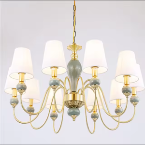 Precio al por mayor Decoración del hogar Lámpara LED Estilo europeo Cerámica Jade Cobre Colgante Luz - Product Image 6