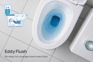 Ensemble de toilettes modernes en céramique blanche monobloc à double chasse, à poser au <span class=keywords><strong>sol</strong></span>, pour salle de bain, lavabo, hôtel ou villa - Product Image 4