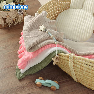 Coperta personalizzata per neonati in maglia 100% cotone con volant coperta Swaddle per neonati - Product Image 2