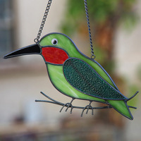 Attrape-soleil oiseau rouge cardinal en vitrail, cadeau commémoratif, objets décoratifs, pour les familles d'amateurs d'oiseaux, décoration artistique pour la maison neuve