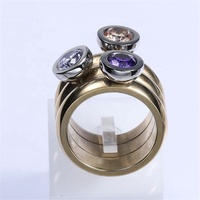 Yiwu Aceon Edelstahl Individualisierbarer Rohling Prägung Fingerring DIY Schraubstein-Lünette Großer Diamant Wechselring