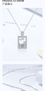 S925 เงินสเตอร์ลิงจี้รูปดาวสี่เหลี่ยมกลวงสร้อยคอประกายคิวบิกเซอร์โคเนียหรูหราเครื่องประดับชั้นดีของขวัญสำหรับผู้หญิงอินเทรนด์ - Product Image 6