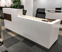 Comptoir de salon de beauté en bois réception magasin de détail blanc bureau d'hôtel réception caissier 2m blanc grand bureau de réception avant