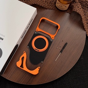 เคสแม่เหล็กแบบมีลายคาร์บอนไฟเบอร์สำหรับ iPhone 18 17 14 15 16 Pro Max พร้อมขาตั้ง โครงอะลูมิเนียมอัลลอยด์ไร้ขอบ ป้องกันการกระแทก - Product Image 6