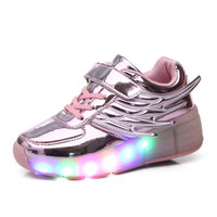 Chaussures à roulettes pour enfants, une roue, LED sans lumière, recharge USB, chaussures de roller