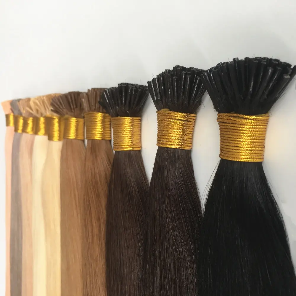 I tip keratin professional remy human Indian hair prebonded treatment extension, Russian hair extensions cambodian Itip