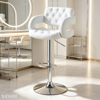 Fauteuil de coiffure moderne réglable noir avec décor diamant et base hydraulique pour salon de coiffure, spa et bar
