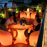 Table basse LED lumineuse, table de salon moderne en forme de trèfle à quatre feuilles, table en PE recyclable, décoration intérieure et extérieure, meubles pour la maison