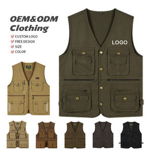 تصميم شعار مخصص خارجي متعدد الجيوب تصوير قطني لصيد الأسماك للرجال سترة عمال شركة - Product Image 1