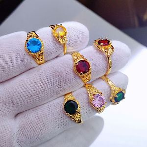 <b>Cheap</b> Classic Gold Plated Cubic 4 Claw <b>Crystal</b> Zircon Ring Design Mix Stone Diamond Rhinestone Engagement Finger Rings for Women - Product Image 5