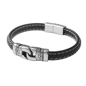 yunnique Titanium Steel Animal Clasp Bracelet Black Round Fashion Jewelry for Men and Women - Product Image 1
