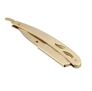 Cuchillo de afeitar plegable clásico con borde de acero recto, maquinilla de afeitar de peluquero - Product Image 1