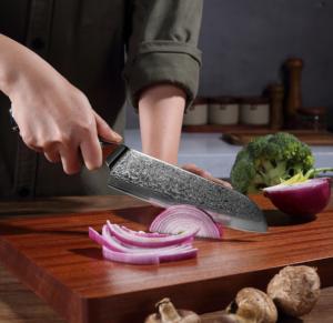Ensemble de couteaux Western Cuisine Master Santoku en acier Damas 8 pouces pour la cuisine tranchante polyvalente pour les légumes et la viande - Product Image 2
