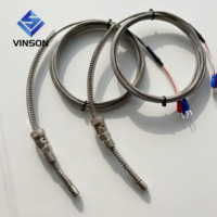 SS304 sonda bayoneta industrial primavera RTD 3 cables de alta temperatura PT100 sensor de temperatura con M12 hilo