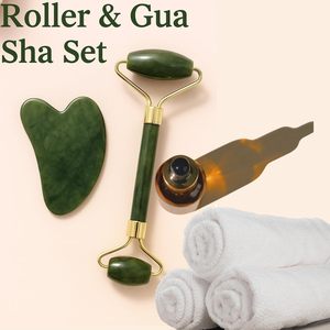 Jade Facial Roller for Anti-Aging <b>Massage</b> & Body Natural Green Beauty <b>Tool</b> - Product Image 3