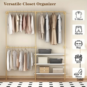 Appendiabiti Industriale Robusto in Metallo Dorato da Parete, Organizzatore per Abbigliamento, Espositore per Negozi, Stendibiancheria per Casa - Product Image 1