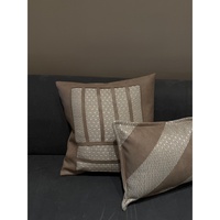 Coussin Chic Minimaliste en PU et Jacquard à Abstraction Géométrique pour Décoration de Chambre, Coussin Matelassé DIY Confortable Carré pour Canapé et Maison