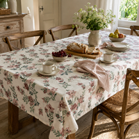 Nappe de table en lin pour événements, impression réactive, motif floral, nappe personnalisée, nappe rectangulaire, nappe à impression personnalisée