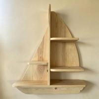 Étagère murale en bois en forme de voilier, étagère flottante multi-niveaux, rangement pour chambre d'enfant, décoration murale pour chambre de bébé, étagère murale décorative