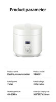 Nouveau design Mina Autocuiseur électrique 3L Cuiseur à riz multifonction de petite capacité 6 en 1 avec pot intérieur en céramique