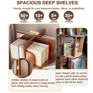 Hot Selling Wooden Narrow Tall Bookshelves 5 Tier Rotating <b>Corner</b> Book <b>Storage</b> Shelf Tower - Product Image 4