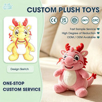 Adorable dragon rose en peluche, jouet en peluche doux, créature mythique, cadeau d'anniversaire pour enfants, décoration de la maison, poupée