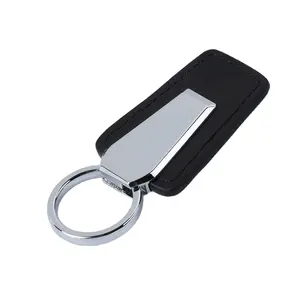 Grosir gantungan kunci kulit kosong kustom Logo 3d huruf gantungan kunci kulit logam gantungan kunci produk trendi 2024 keluaran baru
