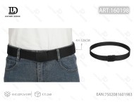 Cintura da uomo in tessuto con fibbia in plastica, 4,0 cm x 125 cm, nera, per abbigliamento casual - Product Image 3