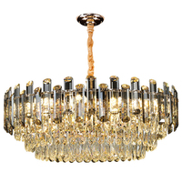 Lustre Suspendu LED de Luxe Nordique à Cadre en Fer et Cristal, Température de Couleur Multiple, Garantie 1 An, Idéal pour Hôtels, Villas et Salles à Manger – Vente Directe Usine