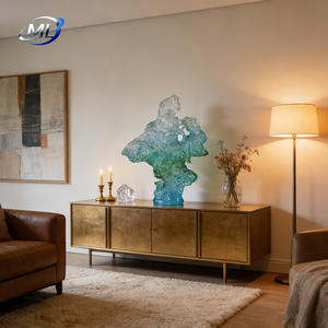 Transparent <b>Resin</b> Crystal <b>Sculpture</b> 3D Modern Creative Wave-Shaped Design Hand-Painted Durable Customizable Artwork for Living - Product Image 3