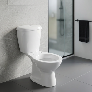 โถสุขภัณฑ์แบบสองชิ้นพร้อมฝารองนั่งพลาสติก ชุดอุปกรณ์ LLC แบบ P-Trap ระบบ Washdown โถสุขภัณฑ์แบบ Close Coupled - Product Image 6