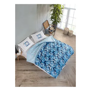 Parure de lit double en coton tissé uni Karden Flower Pamela sans drap, bleu, 2 taies d'oreiller, vente en gros, literie d'hôtel, chambre à coucher - Product Image 1
