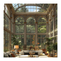 Villa de style européen Cabane de soleil en verre entièrement rétractable pour l'extérieur élégant Maisons en aluminium Véranda sur pied de tous les côtés