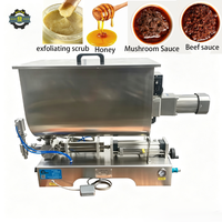 Machine de mélange et de remplissage semi-automatique pneumatique à piston en U pour gommages exfoliants, sauces au miel et pâtes épaisses