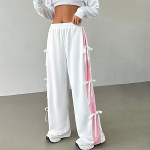 กางเกงเอวสูงสำหรับผู้หญิงกางเกงขากว้างกางเกงลำลองสีทึบออกแบบได้ตามต้องการ - Product Image 6